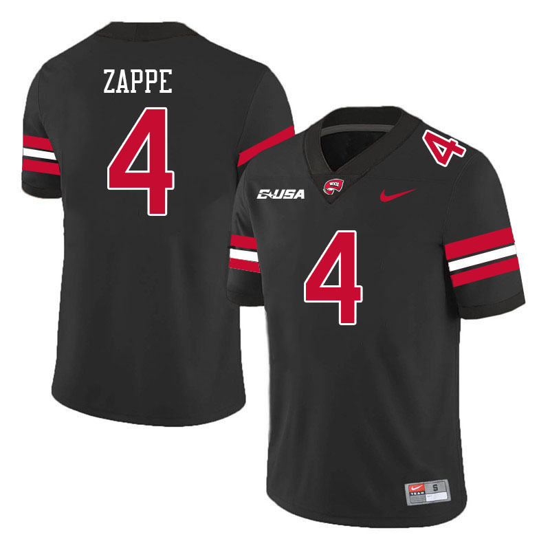 Western Kentucky Hilltoppers #4 Bailey Zappe College Football Jerseys Stitched Sale-Black
